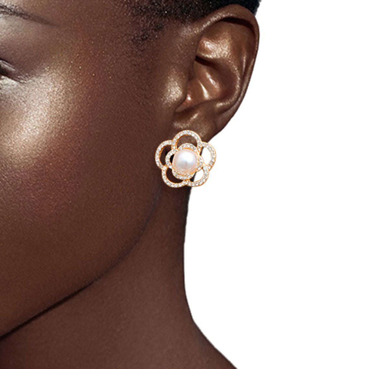 Glamorous Trio: Gold and White  Earrings