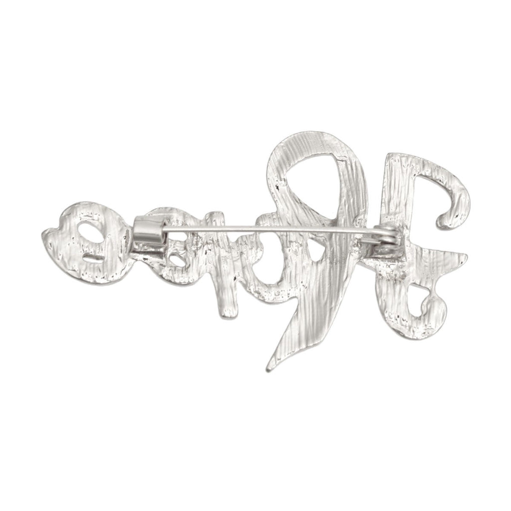 Brooch Silver Pink Ribbon Hope Pin for Women