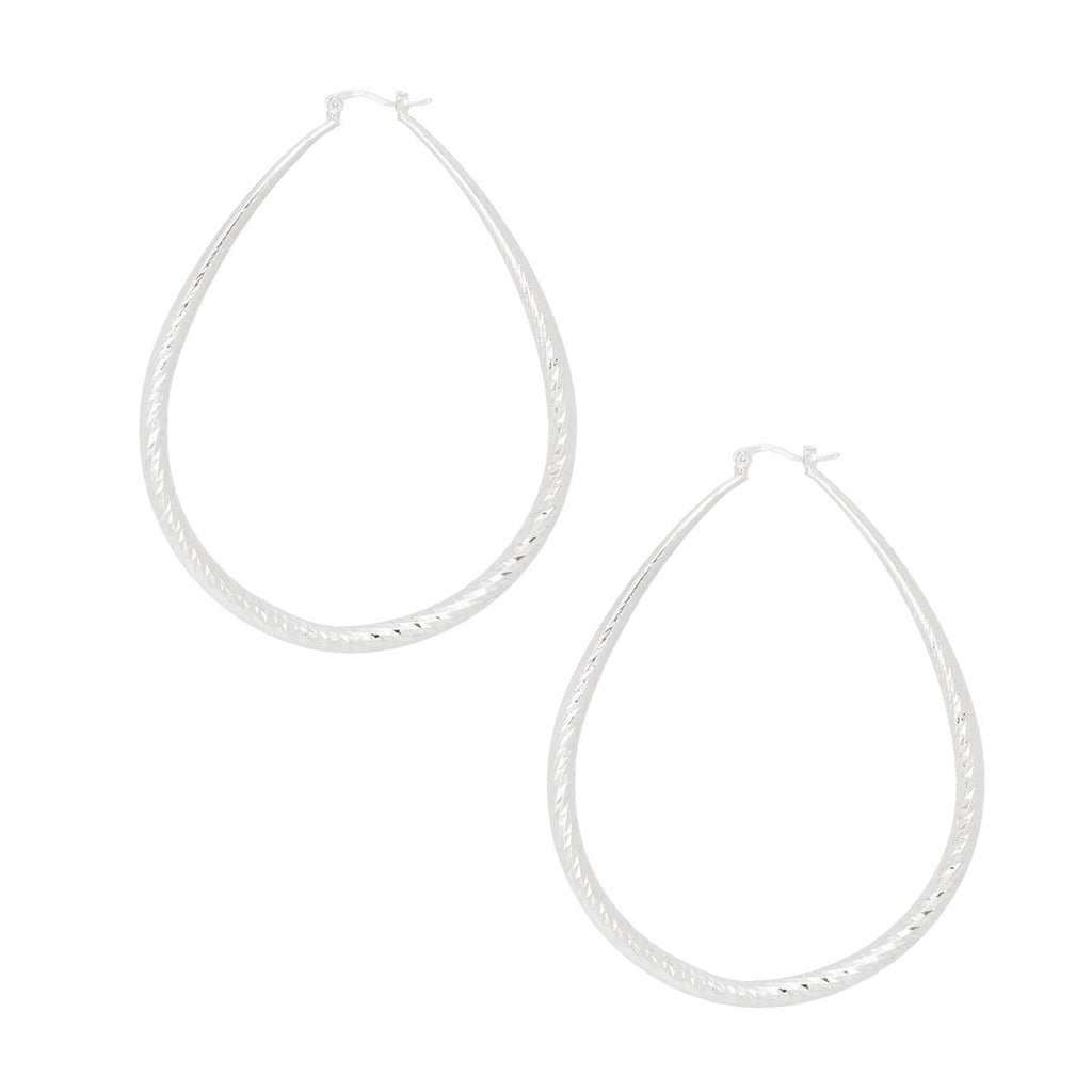 Hoop Etched Silver Teardrop Reinvented Earrings