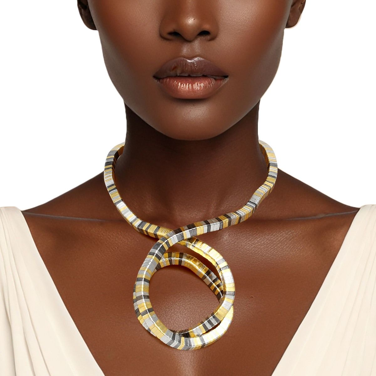 Convertible Mixed Metal Tubogas Flex Coil Necklace