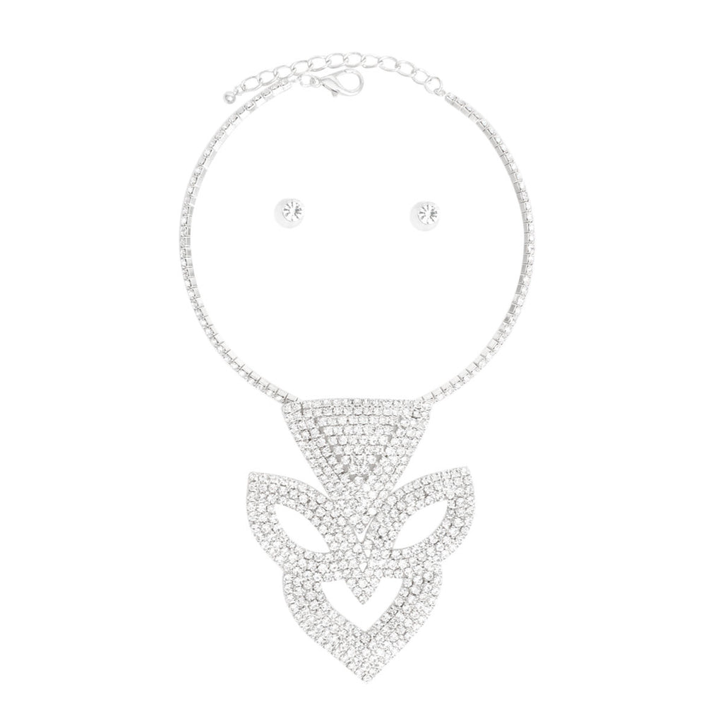 Choker Silver Brilliant Art Deco Pave Pendant Set