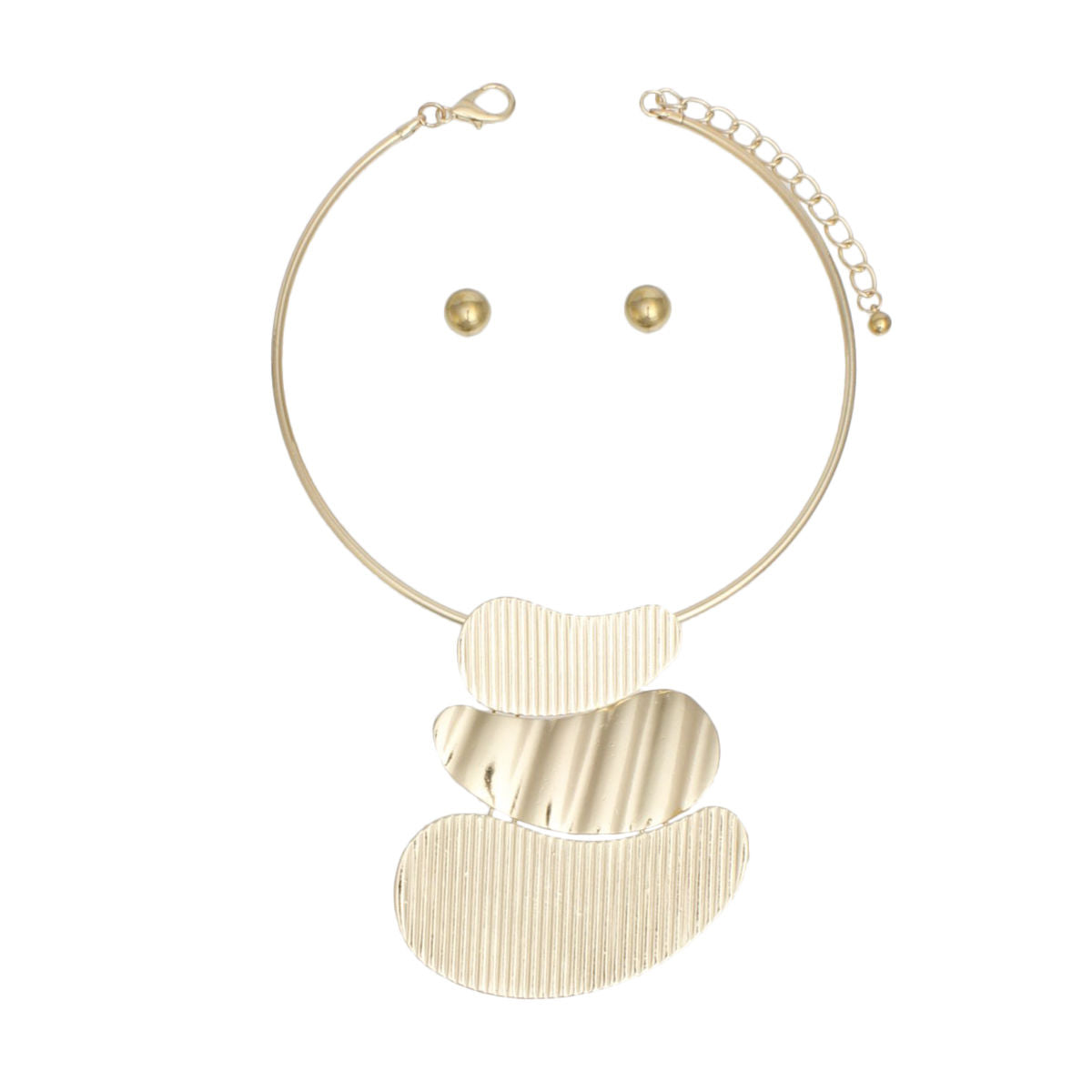 Pendant Gold Multi Fluid Texture Collar Necklace