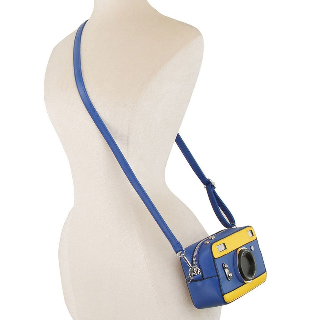  Crossbody Blue Yellow Camera Crossbody Bag