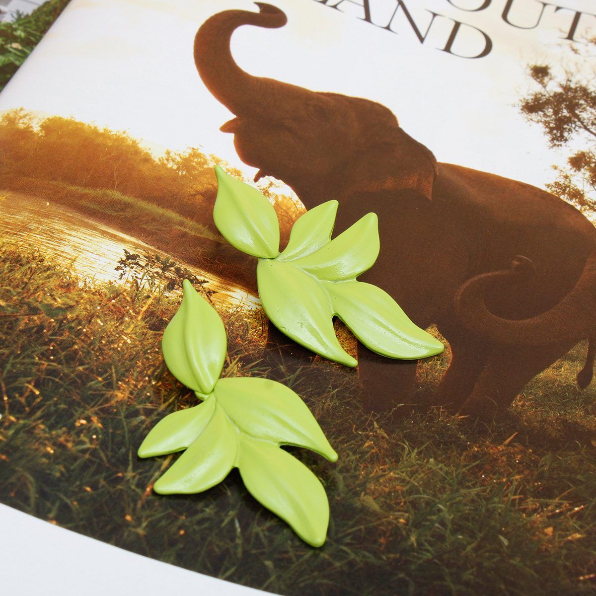 Dangle Vibrant Lime Green Tropical Leaf Earrings