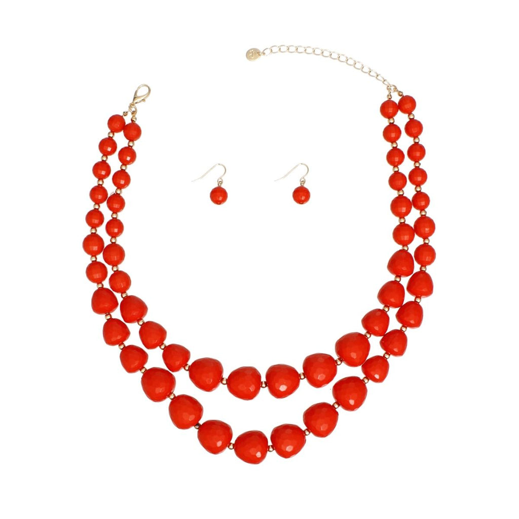 Beaded Coral Faceted Global Inspo Necklace Women